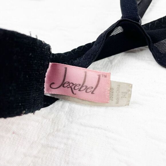 BUY 1 GET 1 FREE Jezebel 34b hot pink black lace mesh bra lingerie - Picture 10 of 12